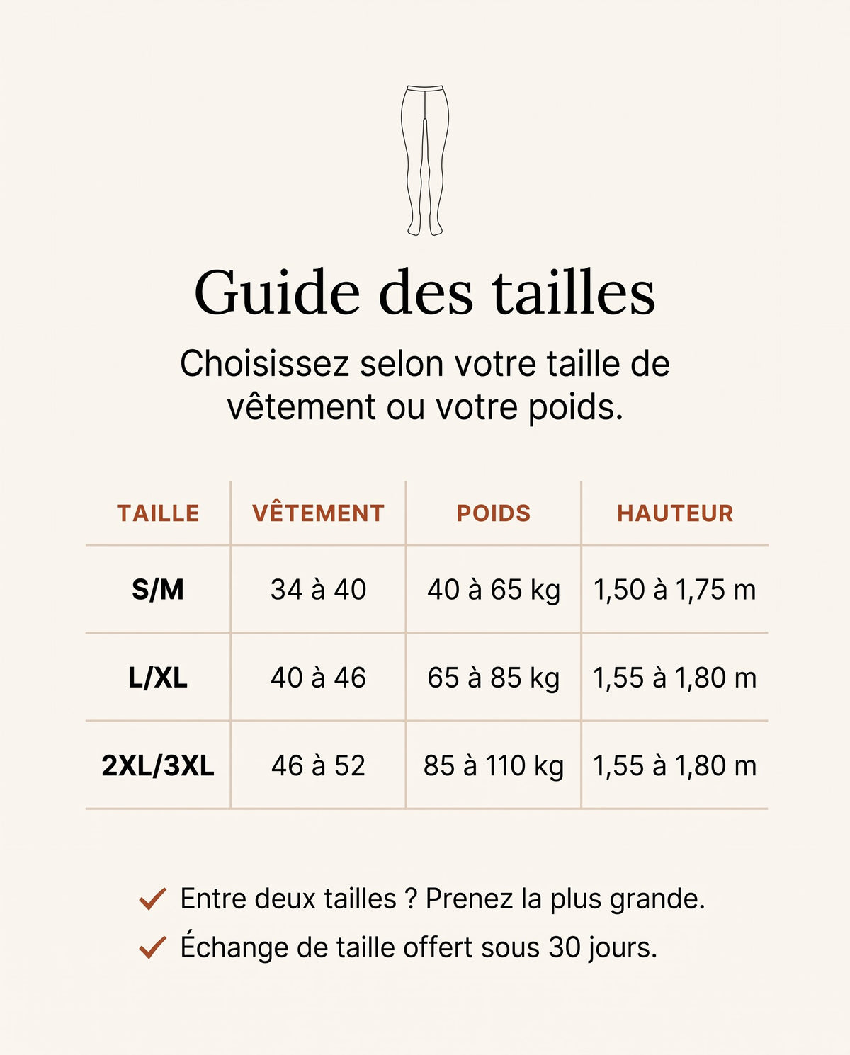 Collant polaire effet transparent grande taille : guide des tailles